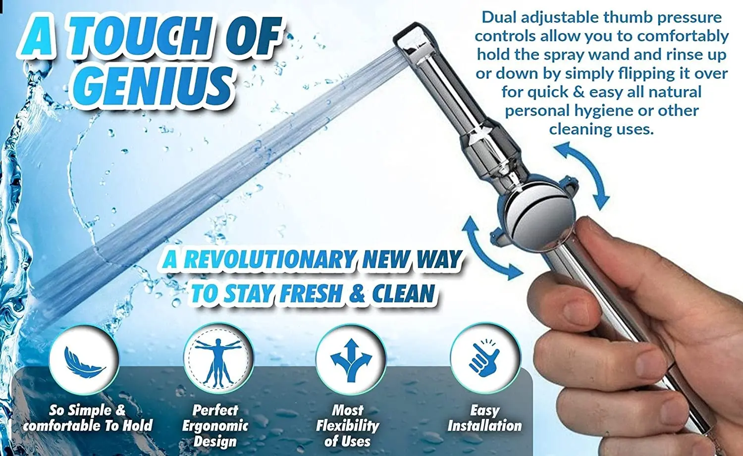 RinseWorks- All Brass Aquaus 360 Handheld Bidet Sprayer for Toilet